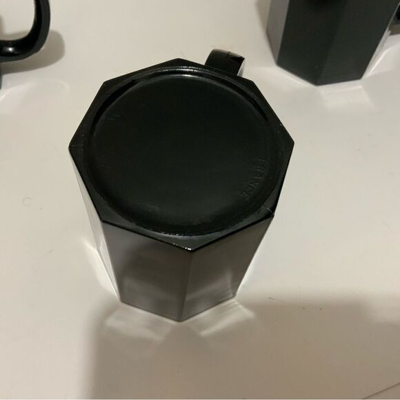 Set 4 ARCOROC Glass BLACK OCTIME Octagon 10oz Coffee MUG Tea CUP France G1 - Picture 4 of 6